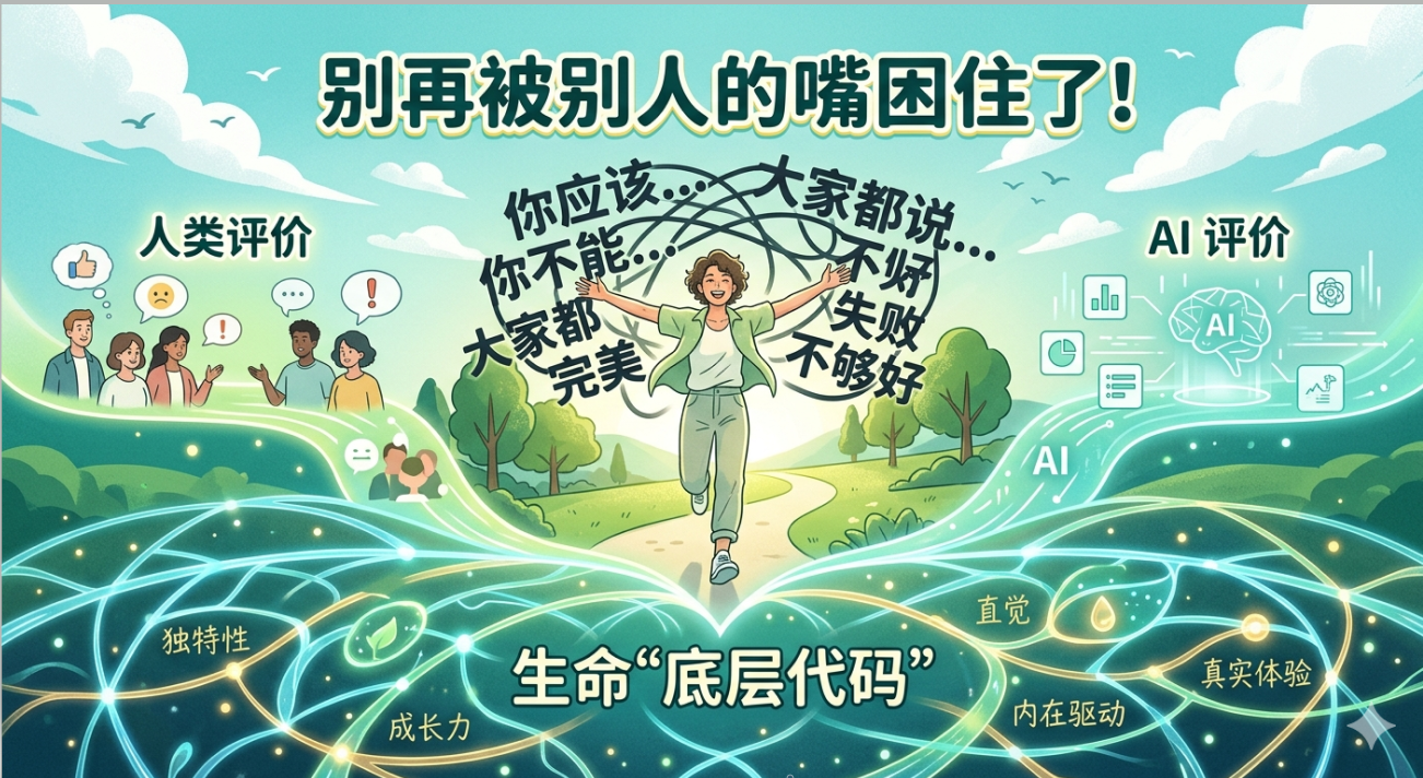 别再被别人的嘴困住了！山水情怀：人类评价与 AI 评价背后的生命“底层代码”